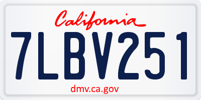 CA license plate 7LBV251
