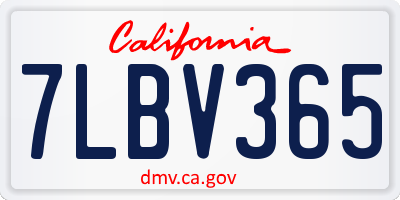 CA license plate 7LBV365