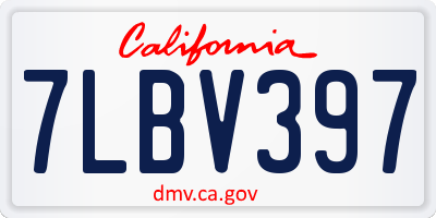 CA license plate 7LBV397