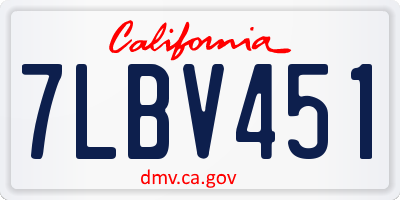 CA license plate 7LBV451