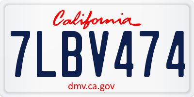 CA license plate 7LBV474