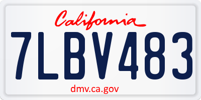 CA license plate 7LBV483