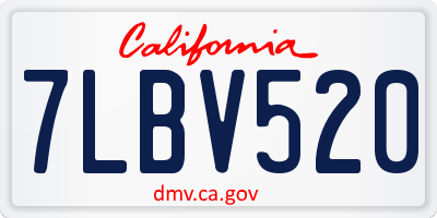 CA license plate 7LBV520