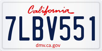 CA license plate 7LBV551