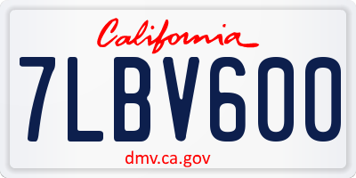 CA license plate 7LBV600