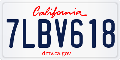 CA license plate 7LBV618