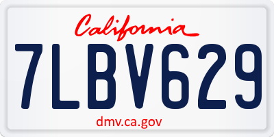 CA license plate 7LBV629