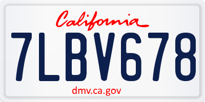 CA license plate 7LBV678