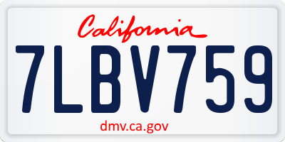 CA license plate 7LBV759