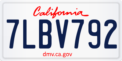 CA license plate 7LBV792