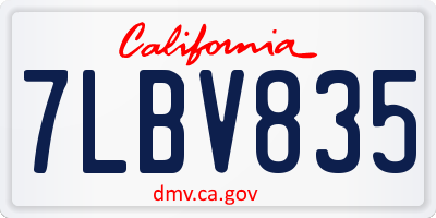 CA license plate 7LBV835