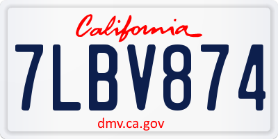 CA license plate 7LBV874