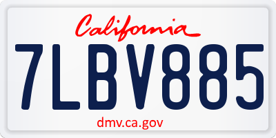 CA license plate 7LBV885