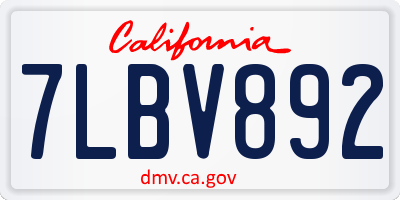 CA license plate 7LBV892