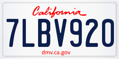 CA license plate 7LBV920