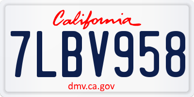 CA license plate 7LBV958