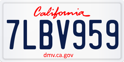 CA license plate 7LBV959