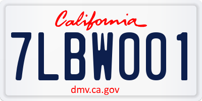 CA license plate 7LBW001