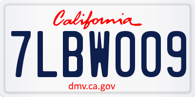 CA license plate 7LBW009