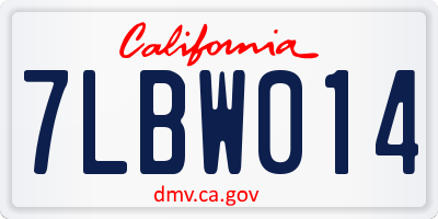 CA license plate 7LBW014