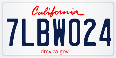 CA license plate 7LBW024