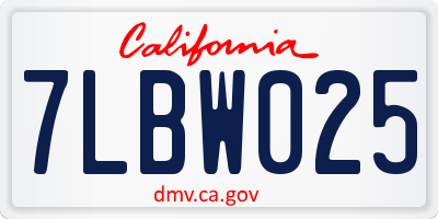 CA license plate 7LBW025