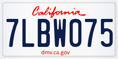 CA license plate 7LBW075