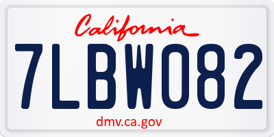 CA license plate 7LBW082