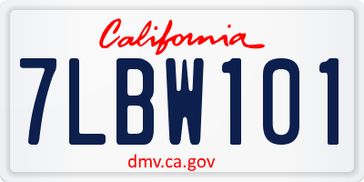 CA license plate 7LBW101