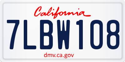 CA license plate 7LBW108