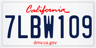 CA license plate 7LBW109