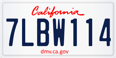 CA license plate 7LBW114