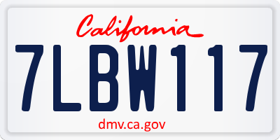 CA license plate 7LBW117