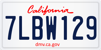 CA license plate 7LBW129