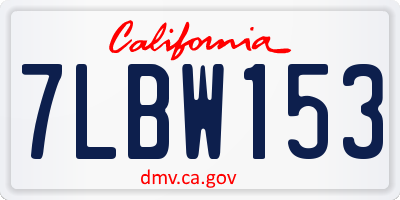 CA license plate 7LBW153