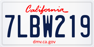 CA license plate 7LBW219