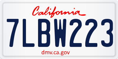 CA license plate 7LBW223