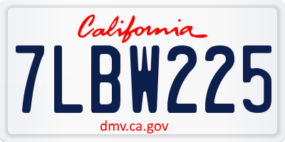 CA license plate 7LBW225