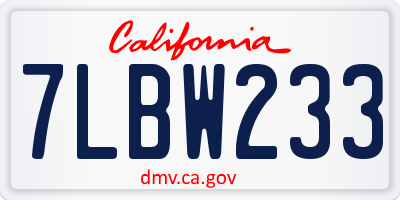 CA license plate 7LBW233