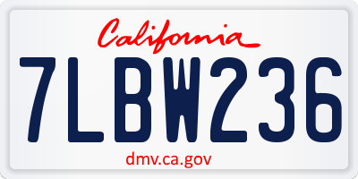 CA license plate 7LBW236