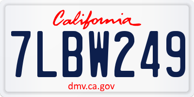 CA license plate 7LBW249