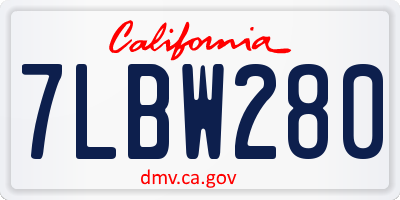 CA license plate 7LBW280