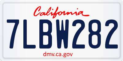 CA license plate 7LBW282