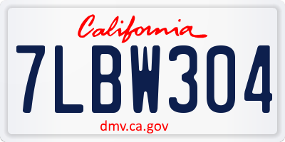 CA license plate 7LBW304
