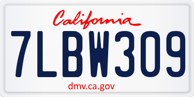 CA license plate 7LBW309