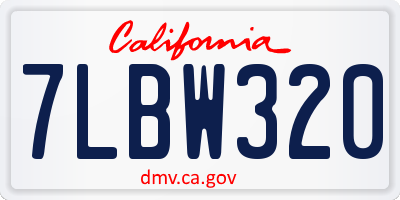 CA license plate 7LBW320