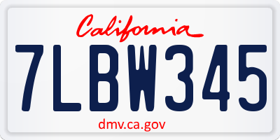 CA license plate 7LBW345