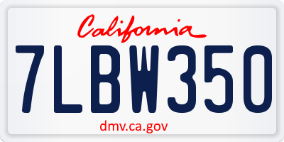 CA license plate 7LBW350