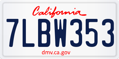 CA license plate 7LBW353
