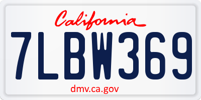 CA license plate 7LBW369